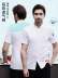 Cotton quần áo làm việc đầu bếp tùy chỉnh nam mùa hè tay ngắn nhà hàng khách sạn thịt nướng nhà hàng lẩu căng tin quần áo làm việc in logo áo đầu bếp áo bếp nữ 