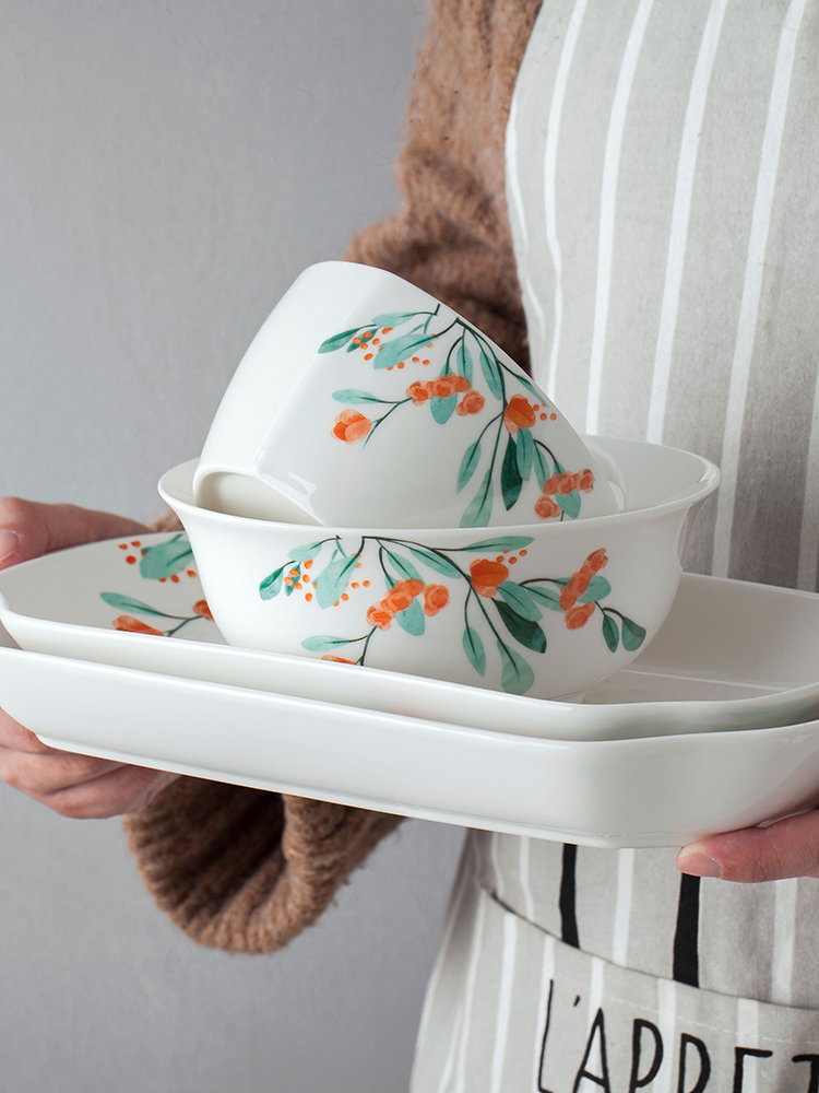 Japanese dishes suit household bowl dish dish ceramic disc contracted dishes chopsticks tableware individuality creative combination