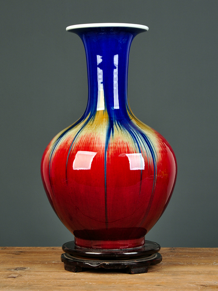 Jingdezhen ceramic vase up red contracted and I home sitting room adornment flower arranging handicraft furnishing articles