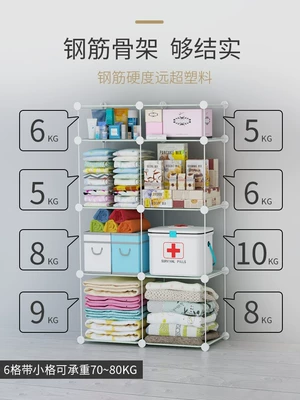 Trẻ em của tủ lưu trữ tủ quần áo kết hợp đơn giản tấm thép phim hoạt hình bé con bé tủ quần áo treo lưu trữ - Buồng tủ áo gỗ công nghiệp Buồng