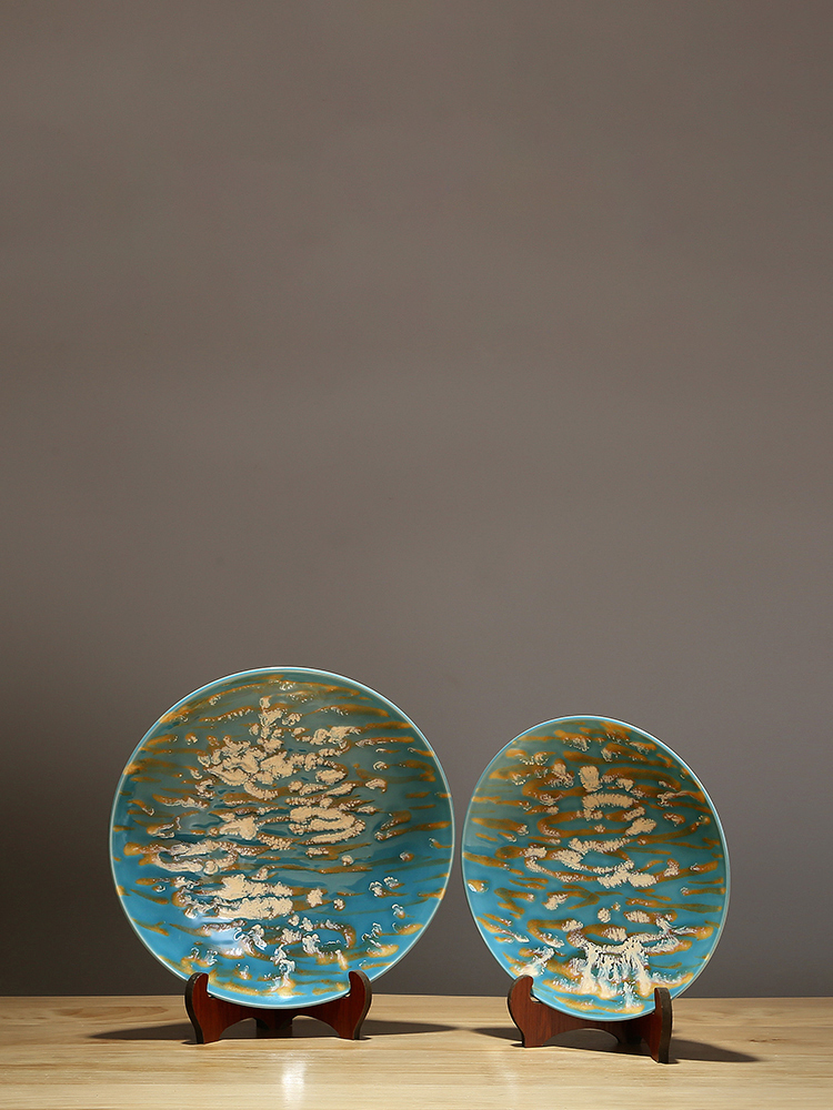 Jingdezhen ceramics decoration hanging dish of modern wine place of new Chinese style household adornment porcelain plate sitting room