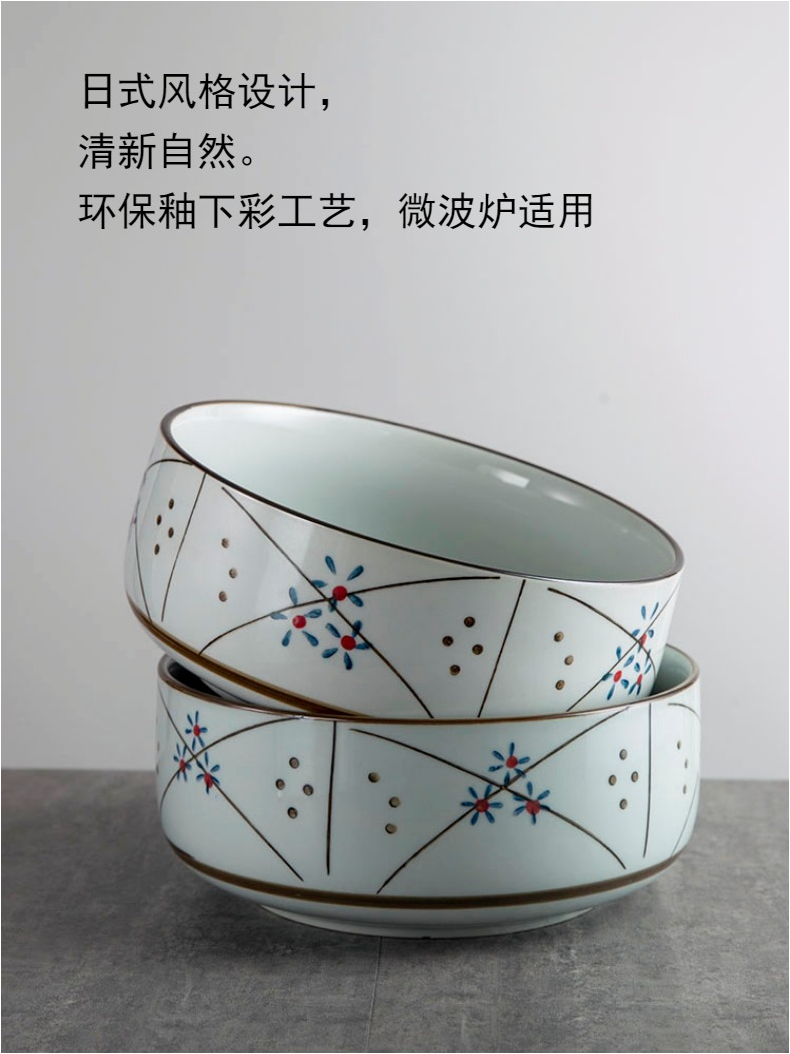 And the four seasons of eight inches ceramic bowl tableware under the glaze color straight expressions using soup bowl Japanese household rainbow such use