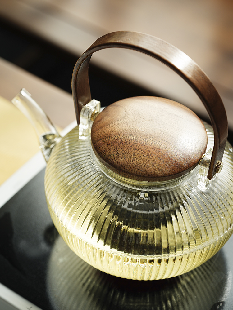 Cloud (vertical stripes high - temperature thickening glass teapot household heating electric TaoLu cooking pot fire boil tea