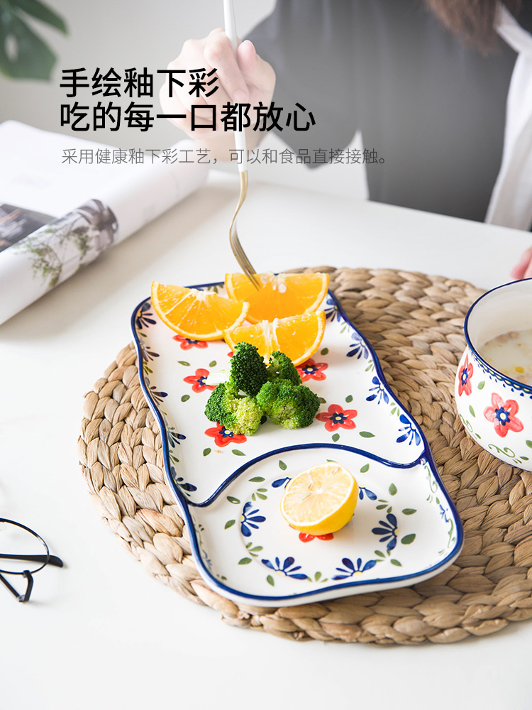 Modern housewives one, the original ceramic tableware suit Japanese children eat breakfast dish plate household breakfast tray