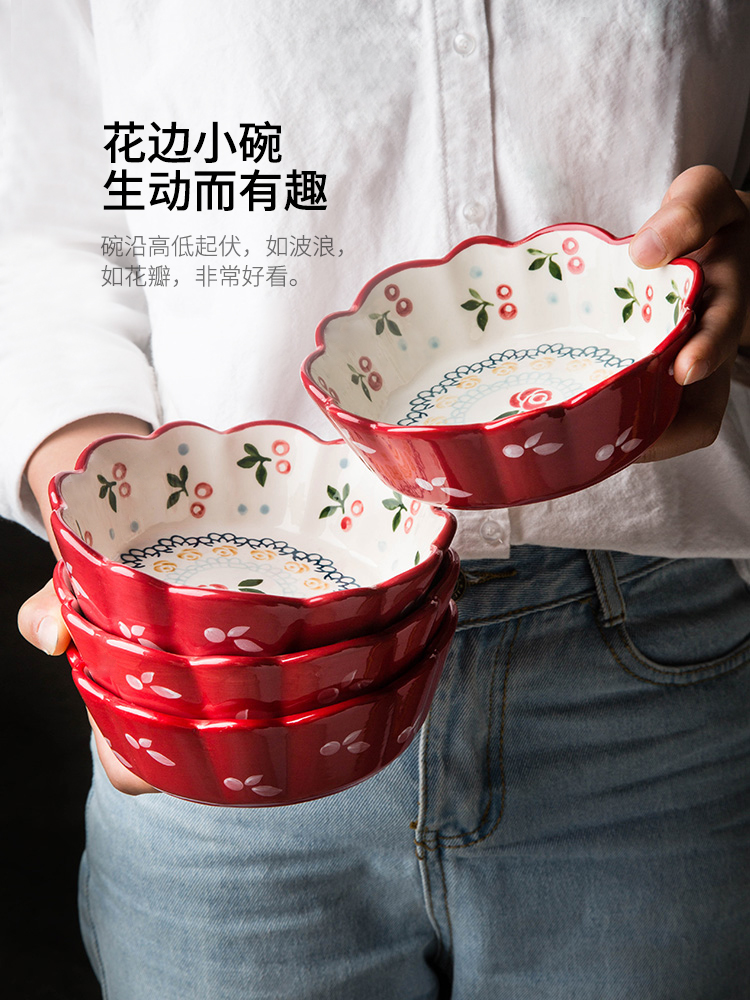 Modern Japanese housewife tableware cherry creative ceramic bowl of soup bowl rainbow such as bowl dish dish dish dish