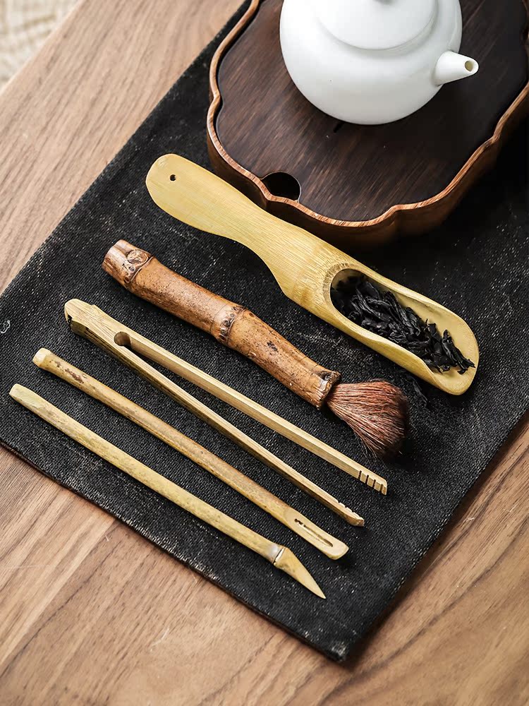 Kung fu tea tea village three thousand parts of a complete set of bamboo tea tea six gentleman 's cotton and linen bag portable travel