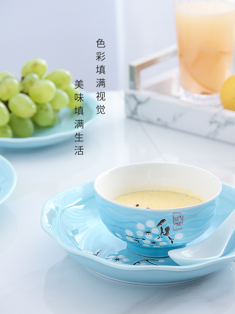 Dishes suit household 4-6 people contracted creative eat bread and butter plate of noodles in soup bowl chopsticks combination ceramics European Dishes