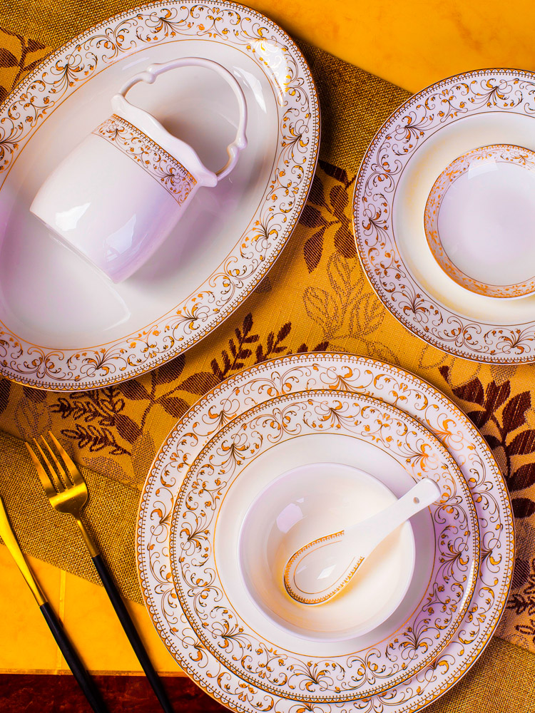 Dishes suit domestic high - grade tableware jingdezhen bowls of ipads plate ceramic bowl set Nordic bowl chopsticks, plate plate combination