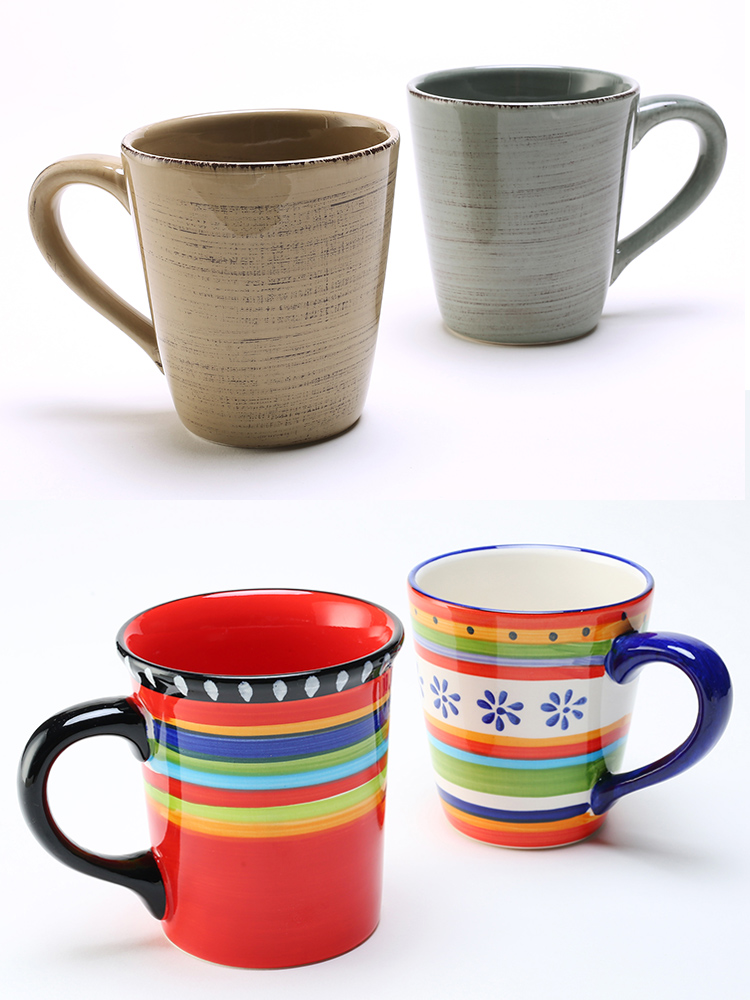 Hand - made glass ceramic mark cup American beer large - capacity wind Nordic ins retro cereal milk cup