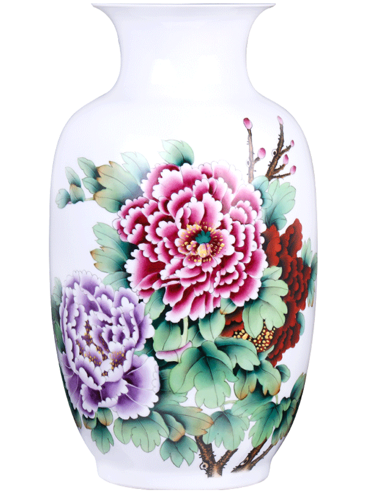 Jingdezhen ceramics vase furnishing articles hand - made blooming flowers, white gourd bottle of Chinese style living room TV cabinet ornament
