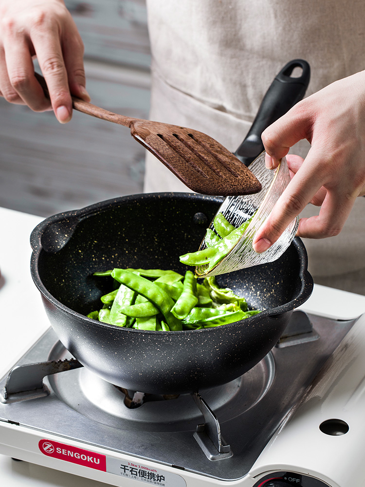 Porcelain color beauty of Japanese medical stone finely induction cooker gas general household cooking pan frying pan fry pan pan