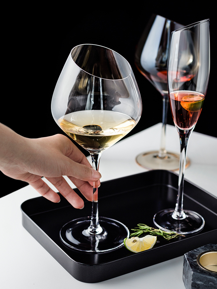 Porcelain color beautiful European bevel glass with large glasses of red wine glass goblet champagne glass