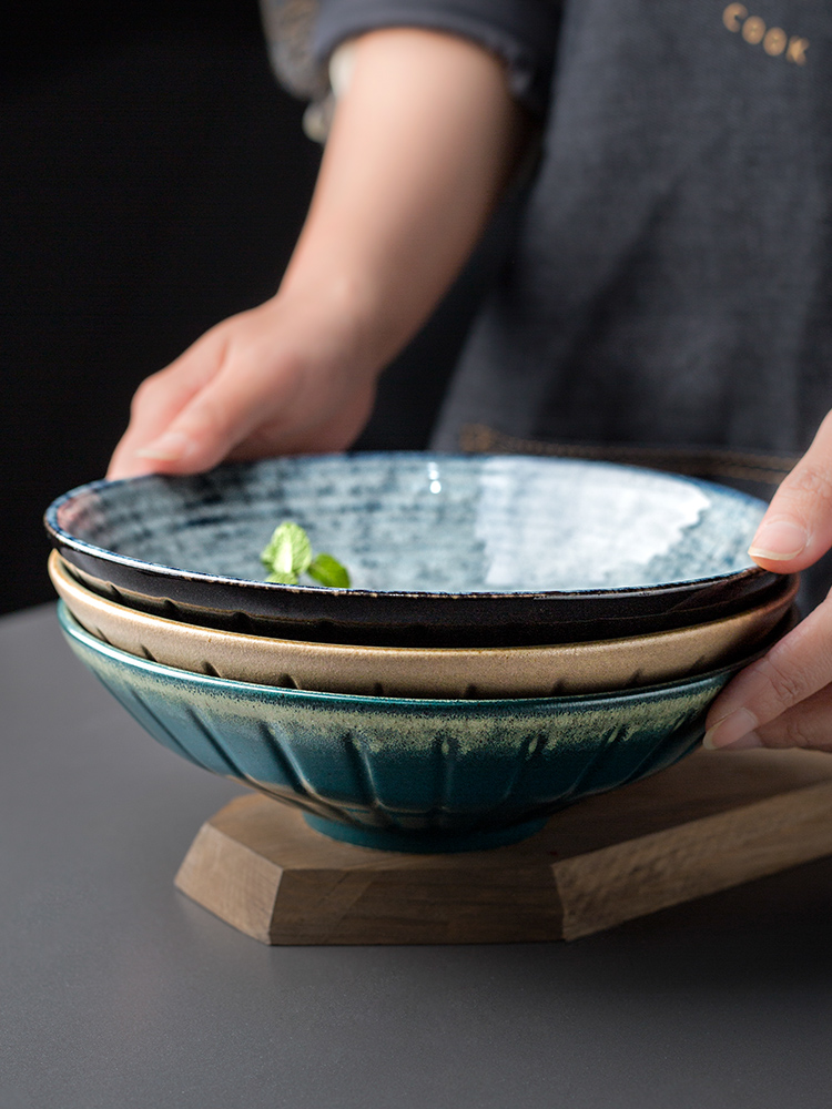 Porcelain color beauty of Japanese ceramic bowl relief rainbow such always pull household soup bowl rainbow such use large salad bowl dish bowl of tableware restoring ancient ways