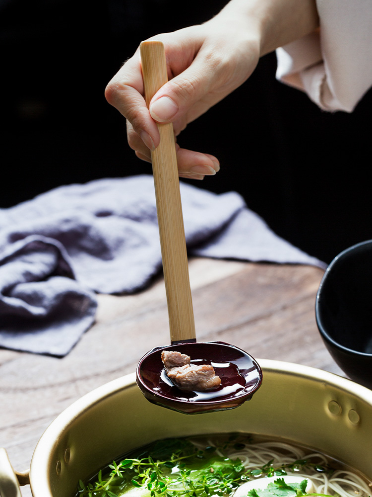 Porcelain color beauty of Japanese ramen soup spoon, run back home wooden spoon, smaller wooden spoon, ltd. hot pot spoon colander