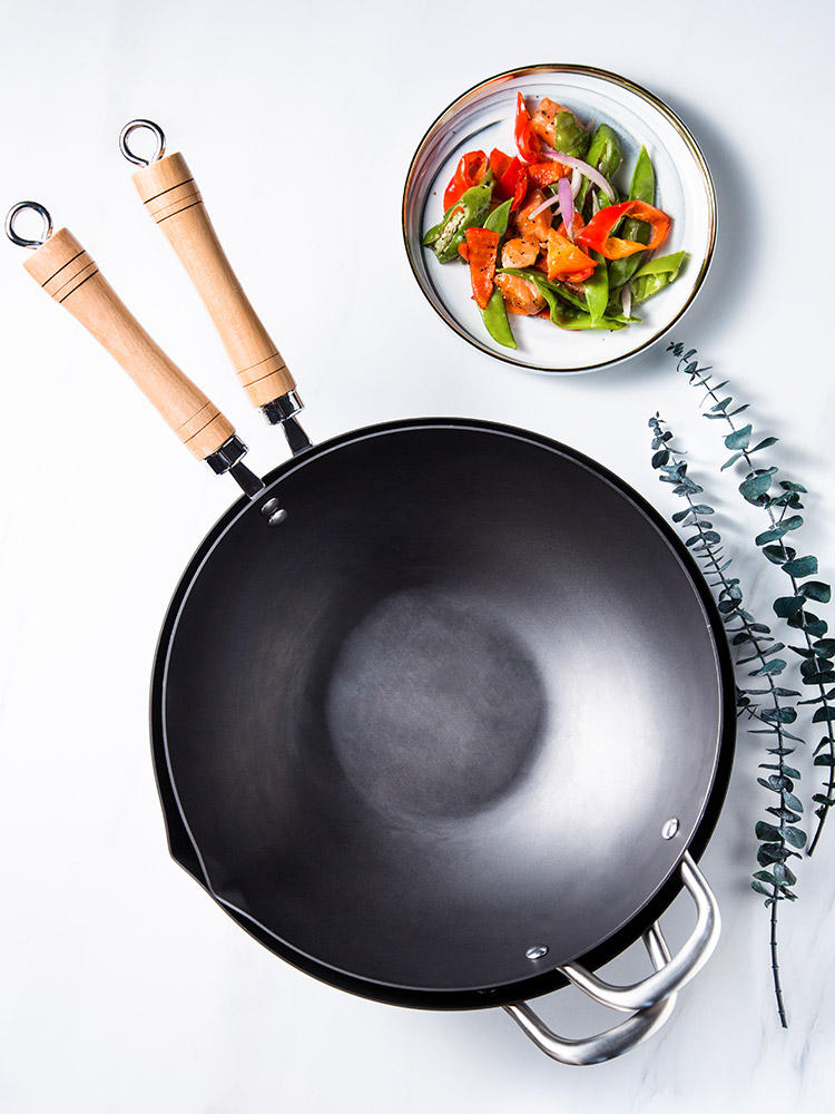 Porcelain color beauty old fry pan with coating POTS home cooking pot induction cooker gas buner for titanium