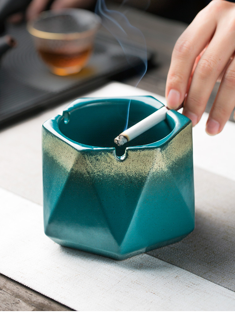 Porcelain color beautiful ashtray up with the new Chinese style of creative move large household multi - functional office ceramic ashtray trend