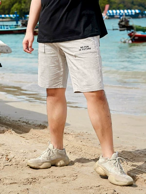 NMAX cỡ lớn nam triều thẻ mùa hè mới cộng với phân bón để tăng năm điểm quần nam chất béo quần short giản dị - 3/4 Jeans