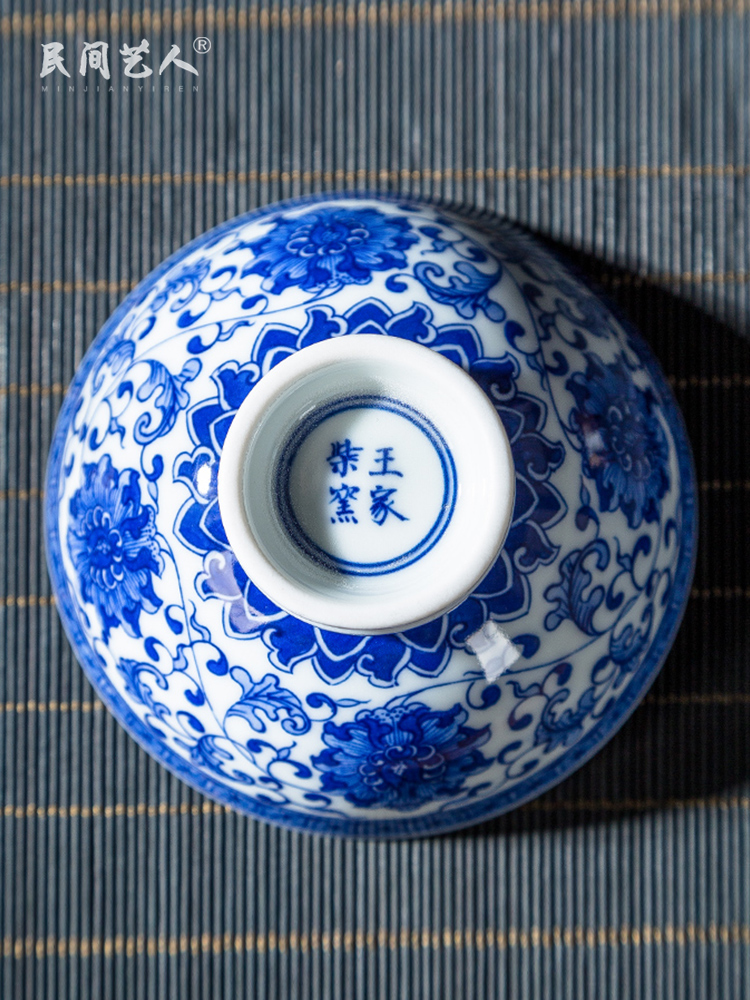 Folk artists hand - made sweet wind branch best master cup single cup, blue and white porcelain is jingdezhen ceramic high - end large cups