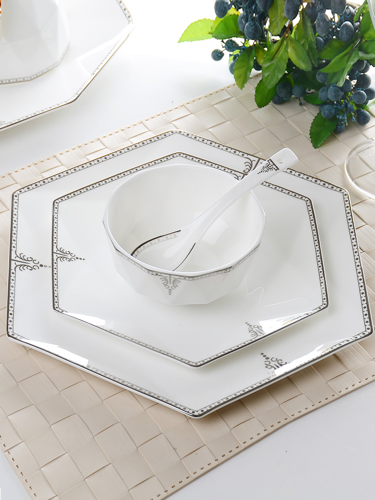 In accordance with all the dishes suit household European - style ipads porcelain tableware suit bowl dish dish dish creative ceramic rice bowl chopsticks