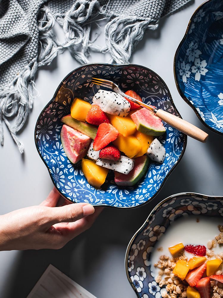 Pack [4] creative special dish soup plate western - style food dish name plum flower ceramic plate household FanPan compote dish dish