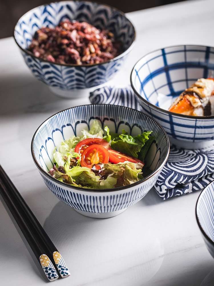 Creative thread series 10 bowl combine home eat rice bowl porringer of jingdezhen ceramic tableware suit type