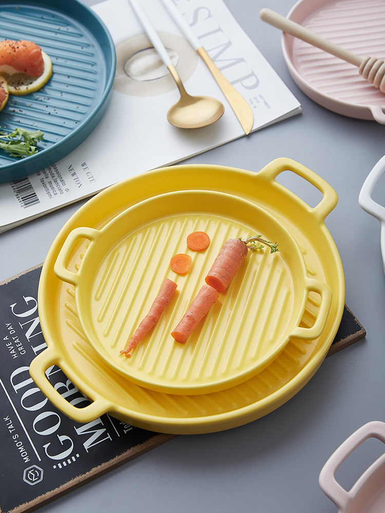 Ears pan ceramic bowl for job baking oven western - style food plate oven dedicated creative dishes