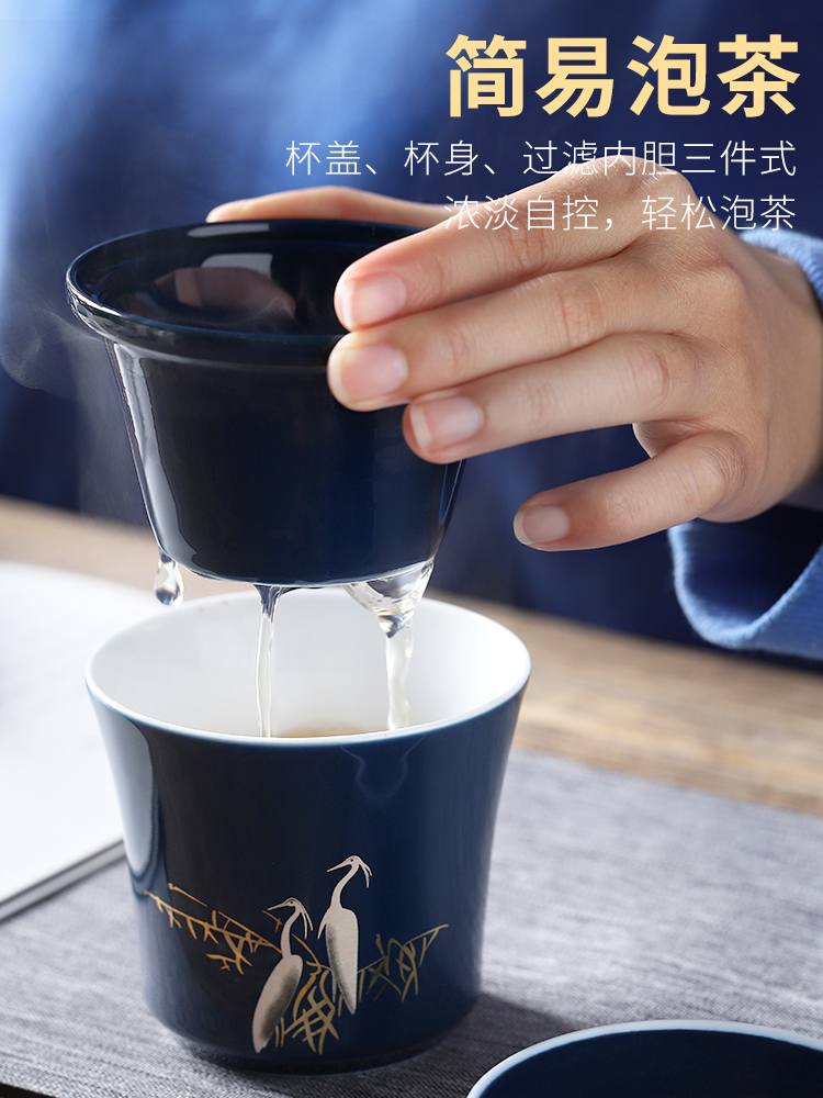 Ceramic cups with cover with filtration separation home tea tea cup men 's hand made small individual CPU master cup single CPU