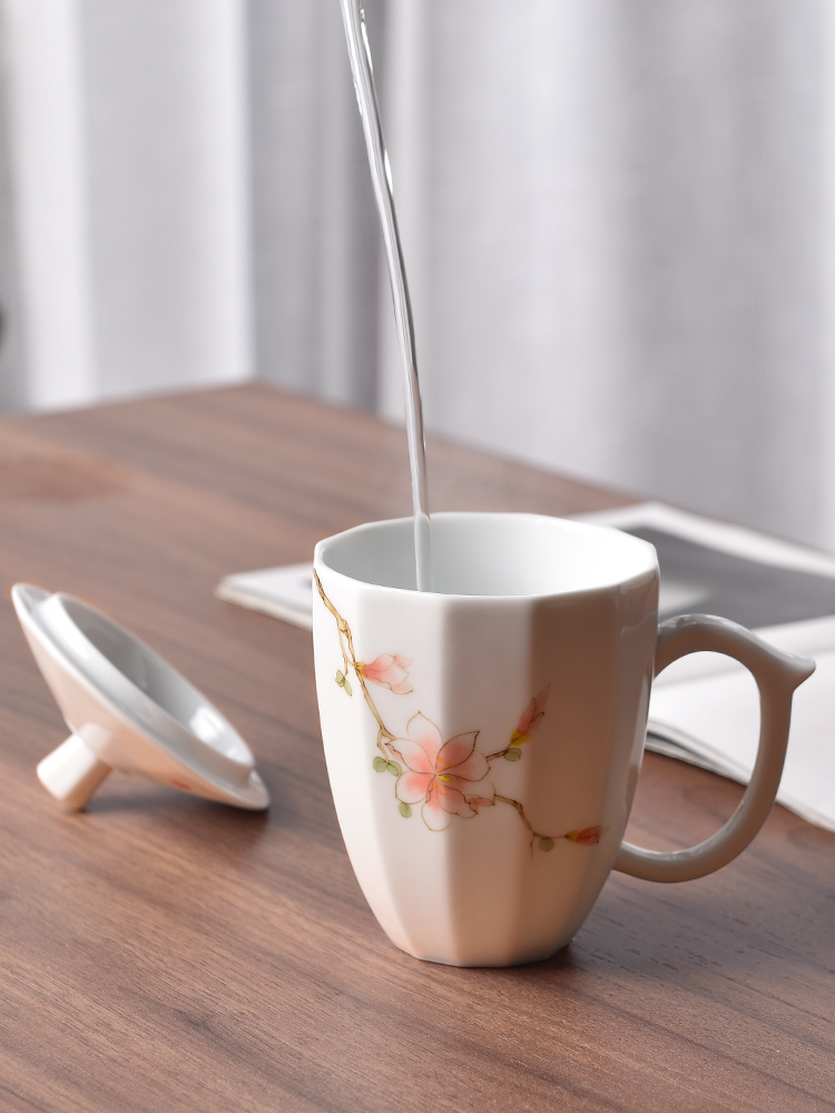 Mud seal large - capacity glass household creative mark cup with cover hand - made ceramic cup ultimately responds cup office meeting