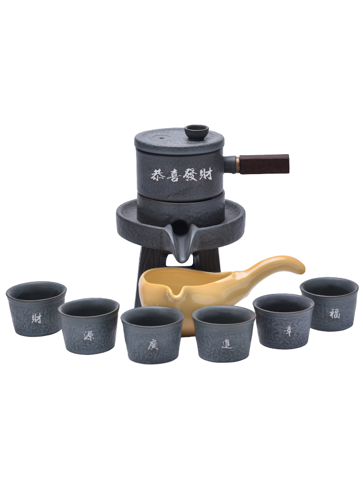 Tea set fit domestic small kung fu Tea Tea tray was half automatic ceramic rotate the teapot lazy people make Tea