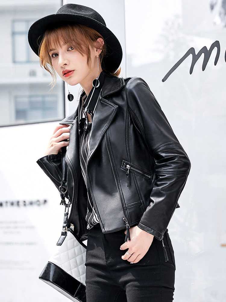 Chống mùa bán da cừu da nhỏ phụ nữ ngắn da mùa xuân và mùa thu 2018 Hàn Quốc phiên bản mới thường áo khoác da