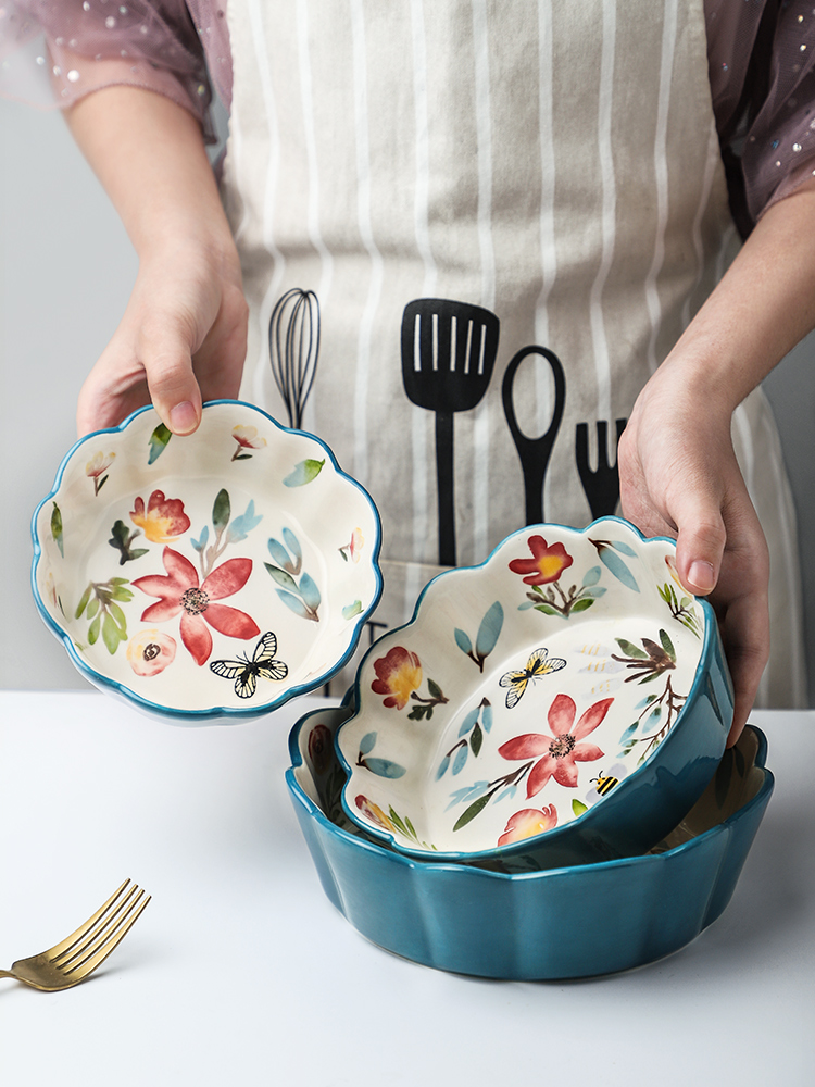 Ceramic Japanese cherry small bowl individual household creative move and lovely young girl heart fruit salad bowl dishes