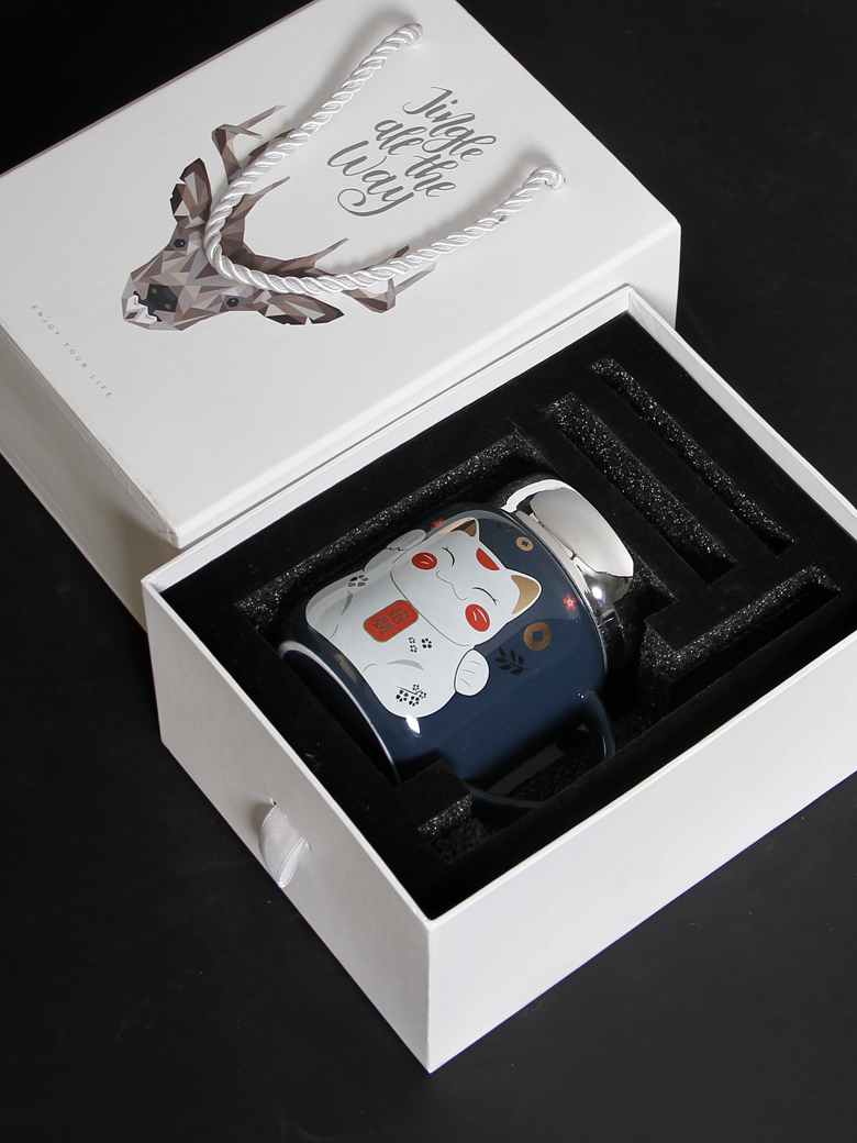 New Year gift cups one lovely plutus cat creative ceramic keller cup keller with cover gift boxes