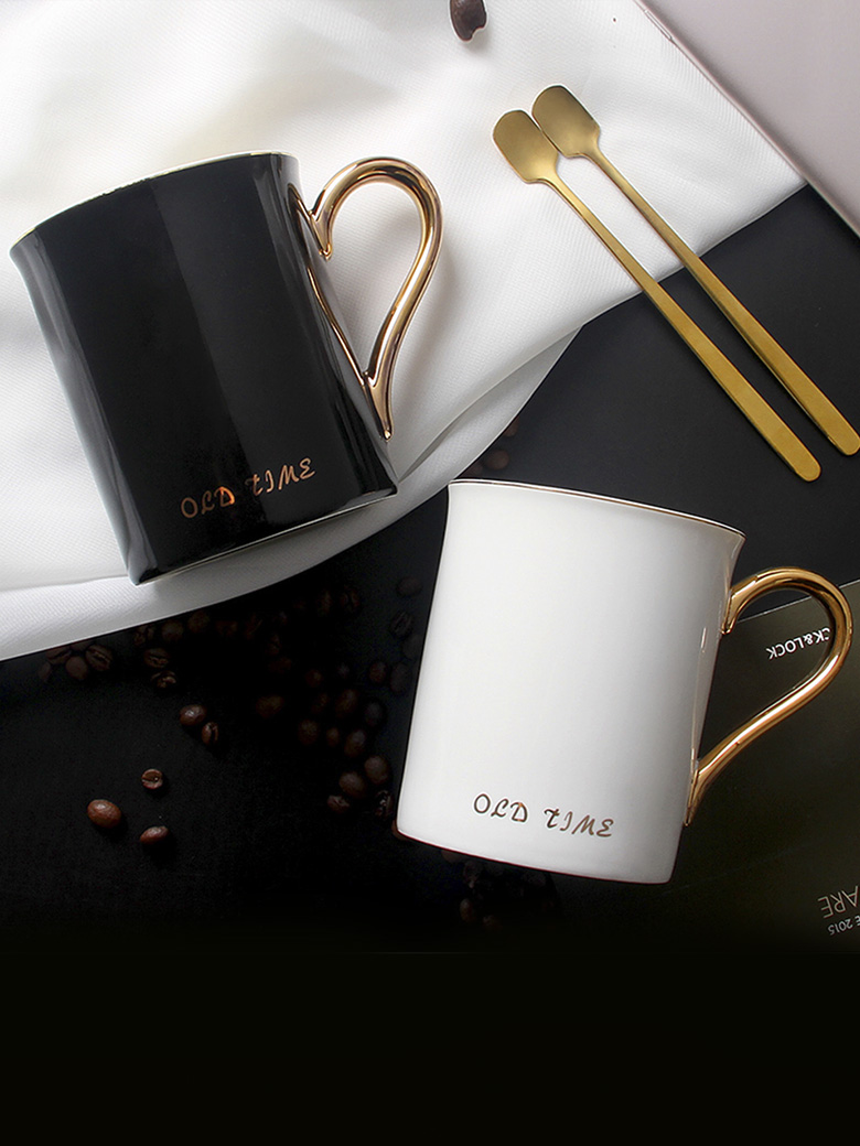 Ins Nordic mugs household contracted wind ceramic cups with cover teaspoons of creative picking a cup a coffee cup
