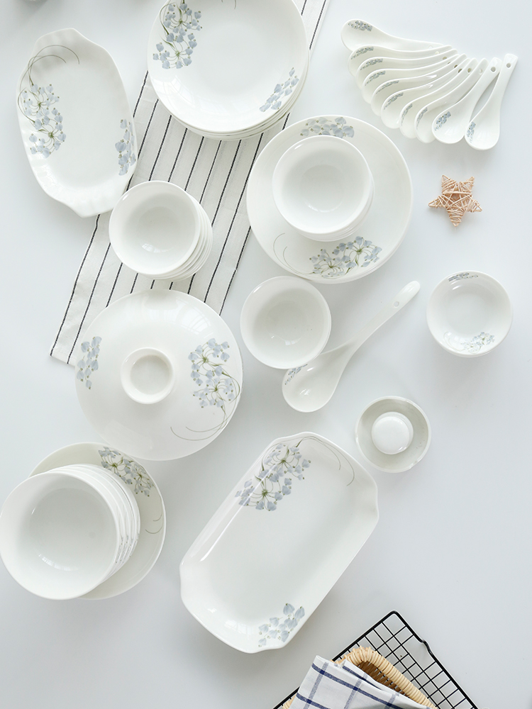 Both of the people 's livelihood ceramic household of Chinese style dishes dishes ordered rice bowls spoons bell orchid rainbow such use small pure and fresh and tableware