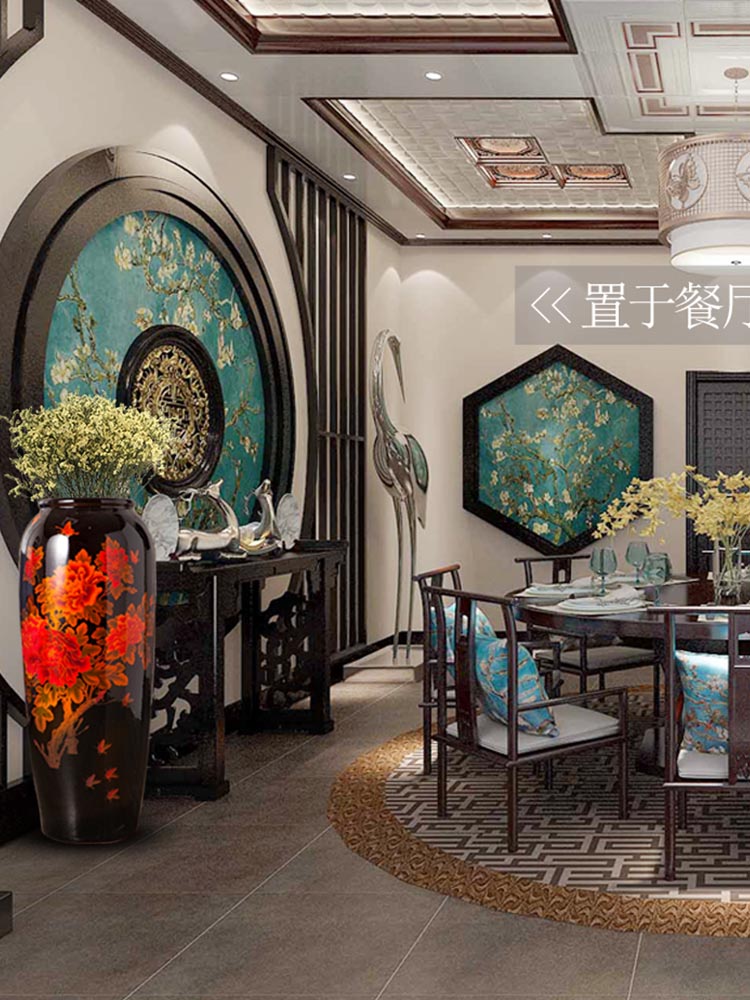 Jingdezhen ceramics of large vase furnishing articles sitting room hotel dry flower arranging new Chinese style large porch decoration