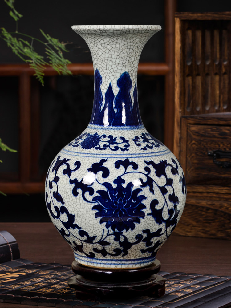 Archaize of jingdezhen ceramics up with blue and white porcelain vase Chinese style living room home decoration flower arranging rich ancient frame furnishing articles