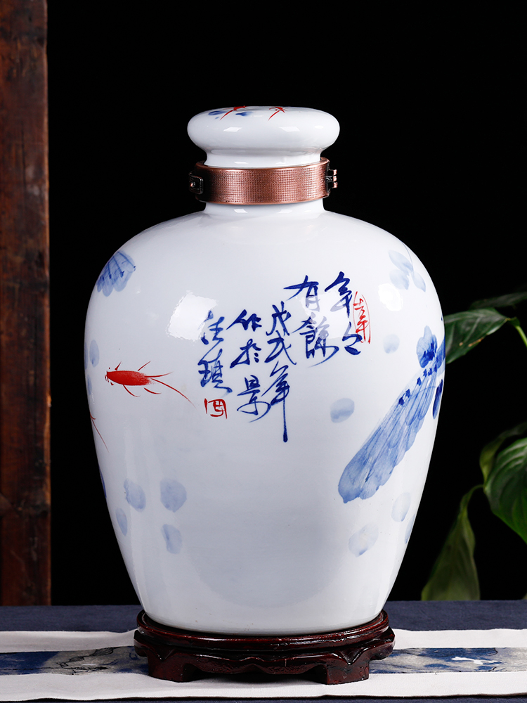 Jingdezhen ceramic antique household mercifully bottle it wine jar 10 jins 20 jins 50 kg sealed blank jugs