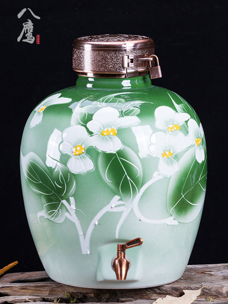 Ceramic jar it 10 kg bottles household seal archaize earthenware with cover 20 jins of 50 kg terms bottle