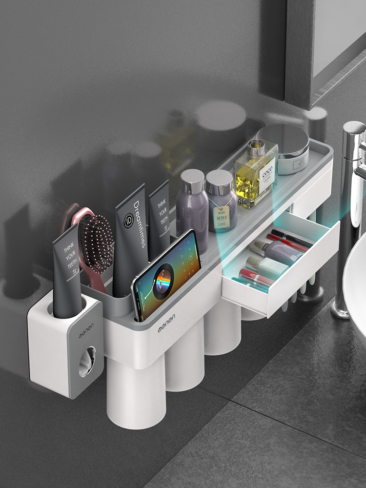 Magnetic Tumbler Set giữ bàn chải đánh răng cốc vài kệ đấm miễn phí lưu trữ phòng tắm tường tường kem đánh răng