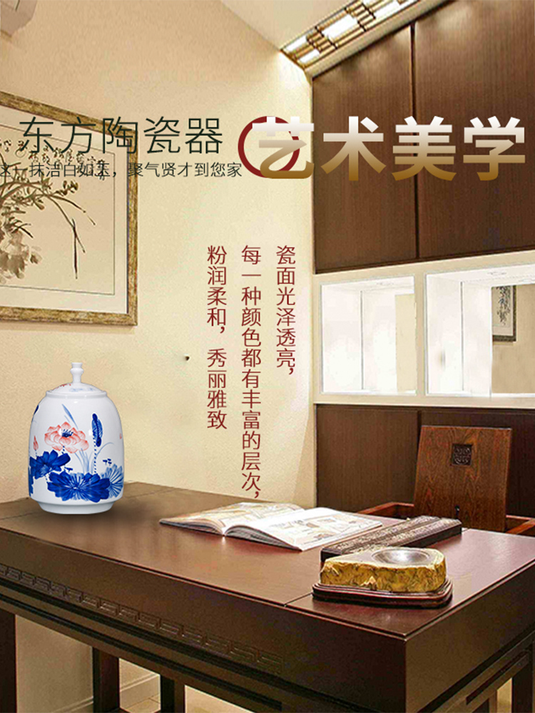 Jingdezhen ceramics hand - made tea pot sitting room of Chinese style household furnishing articles storage jar large ornament