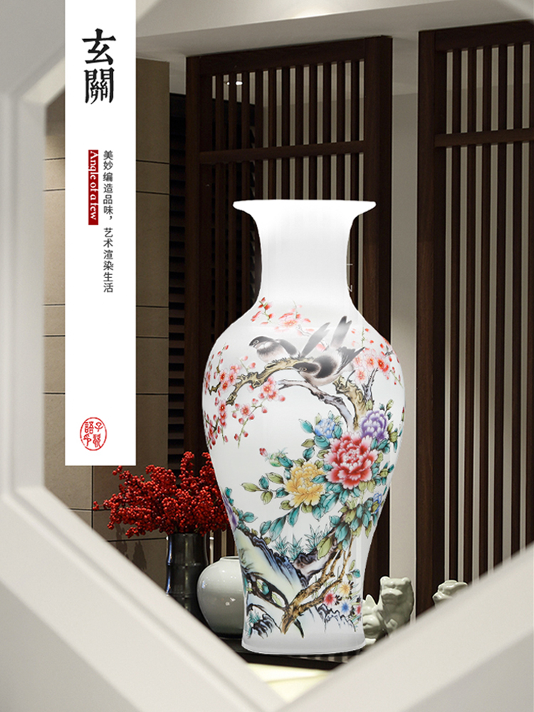 A large blue and white porcelain lucky bamboo vases, flower arranging new Chinese style home sitting room adornment is placed jingdezhen ceramics