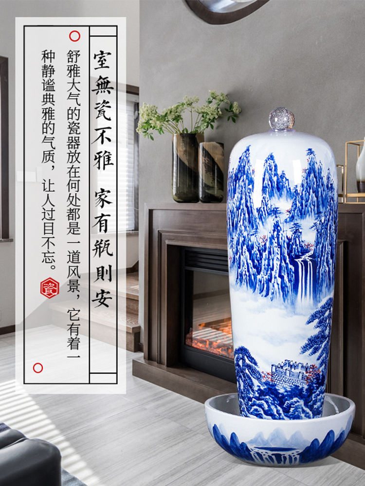 Jingdezhen ceramics hand - made pastel landscape humidifier water fountain furnishing articles large opening housewarming gift