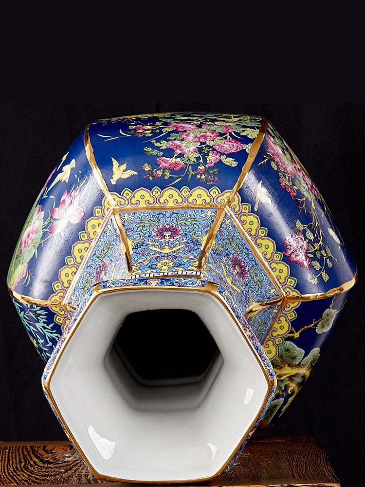 Jingdezhen ceramics antique vase furnishing articles sitting room flower arranging Chinese style classical large rich ancient frame home decoration