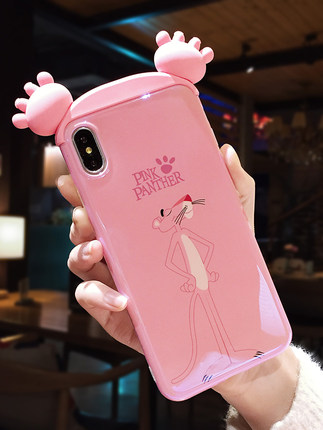 苹果xs max手机壳女八x粉红豹ins风韩国趴趴8