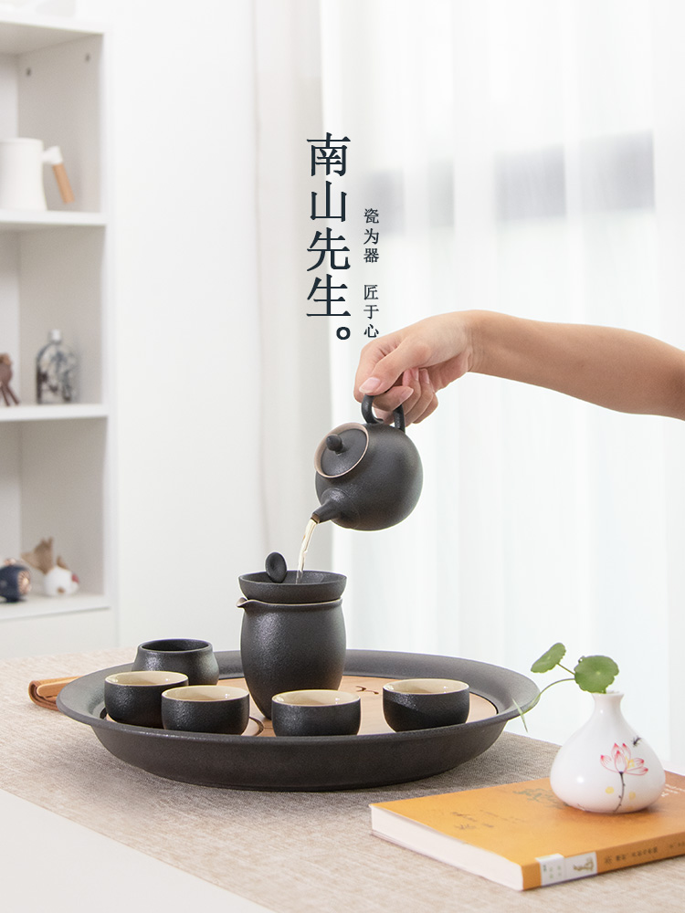 Mr Nan shan south wild chicago-brewed goose black pottery tea set of household ceramic teapot teacup storage type dry tea tray