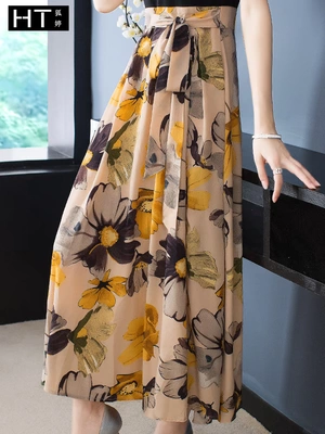Đầm suông họa tiết quốc ca Fox Ting 2019 mùa hè mới retro ngắn tay giả hai mảnh eo thon nữ - Sản phẩm HOT