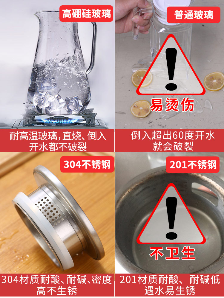 Chịu nhiệt kính ấm đun nước mát nhiệt độ cao chống cháy nổ cao dung lượng chai nước hộ gia đình đun sôi để nguội cốc nước lạnh ấm đun nước ấm trà Set