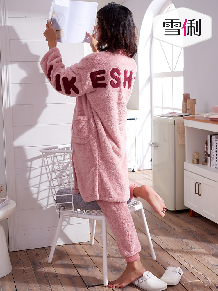 雪俐 秋冬季 法兰绒睡衣家居服 2件套 天猫优惠券折后￥79包邮（￥149-70）多色多款可选