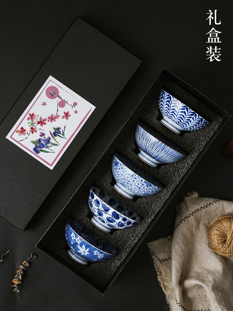 Japan imported rice bowl housewarming gifts tableware of household ceramic ipads China tableware Japanese small blue and white porcelain bowl