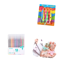 Lace scissors (1 set) accounting pens (12 colors) simple corner clips (2 sets)